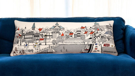 35" White Annapolis Daylight Skyline Lumbar Decorative Pillow FurniFindUSA