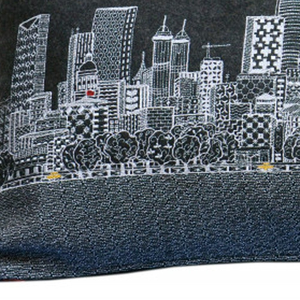 14" X 35" Dark Gray And White Atlanta Nighttime Skyline Lumbar Decorative Pillow HomeRoots
