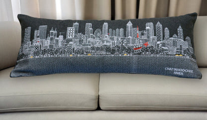 35" Black Atlanta Nighttime Skyline Lumbar Decorative Pillow FurniFindUSA