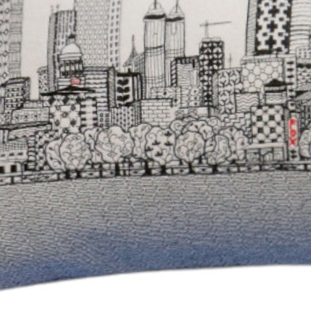 14" X 35" Dark Gray And White Atlanta Nighttime Skyline Lumbar Decorative Pillow — view 7
