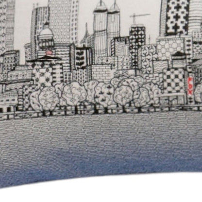 14" X 35" Dark Gray And White Atlanta Nighttime Skyline Lumbar Decorative Pillow HomeRoots