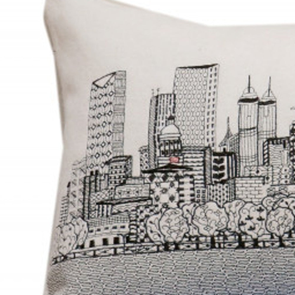 35" White Atlanta Daylight Skyline Lumbar Decorative Pillow FurniFindUSA