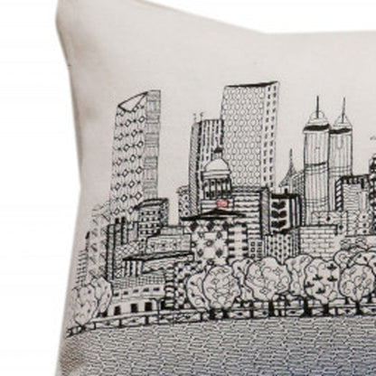35" White Atlanta Daylight Skyline Lumbar Decorative Pillow FurniFindUSA