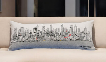 35" White Atlanta Daylight Skyline Lumbar Decorative Pillow FurniFindUSA