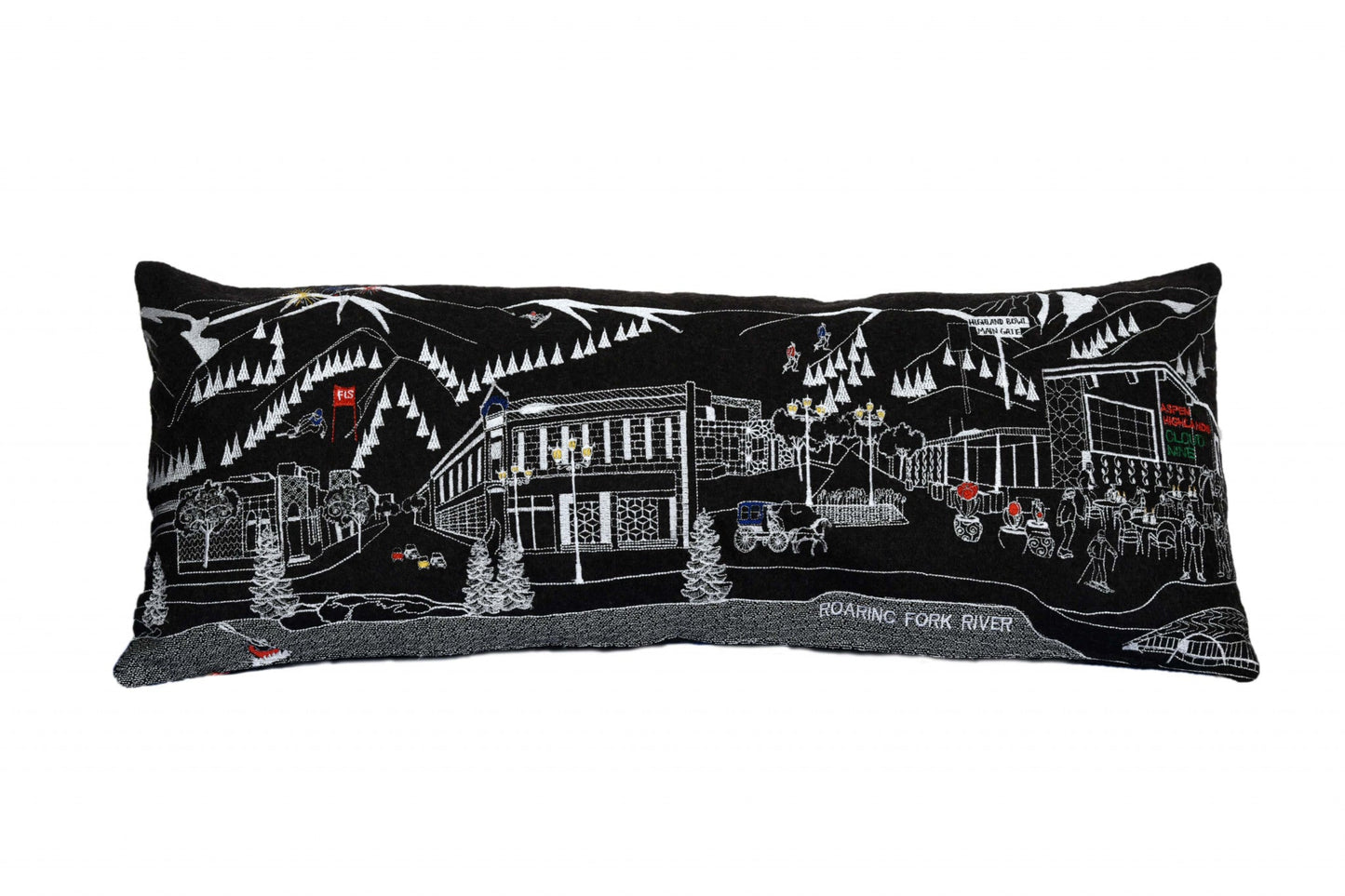 35" Black Aspen Nighttime Skyline Lumbar Decorative Pillow FurniFindUSA