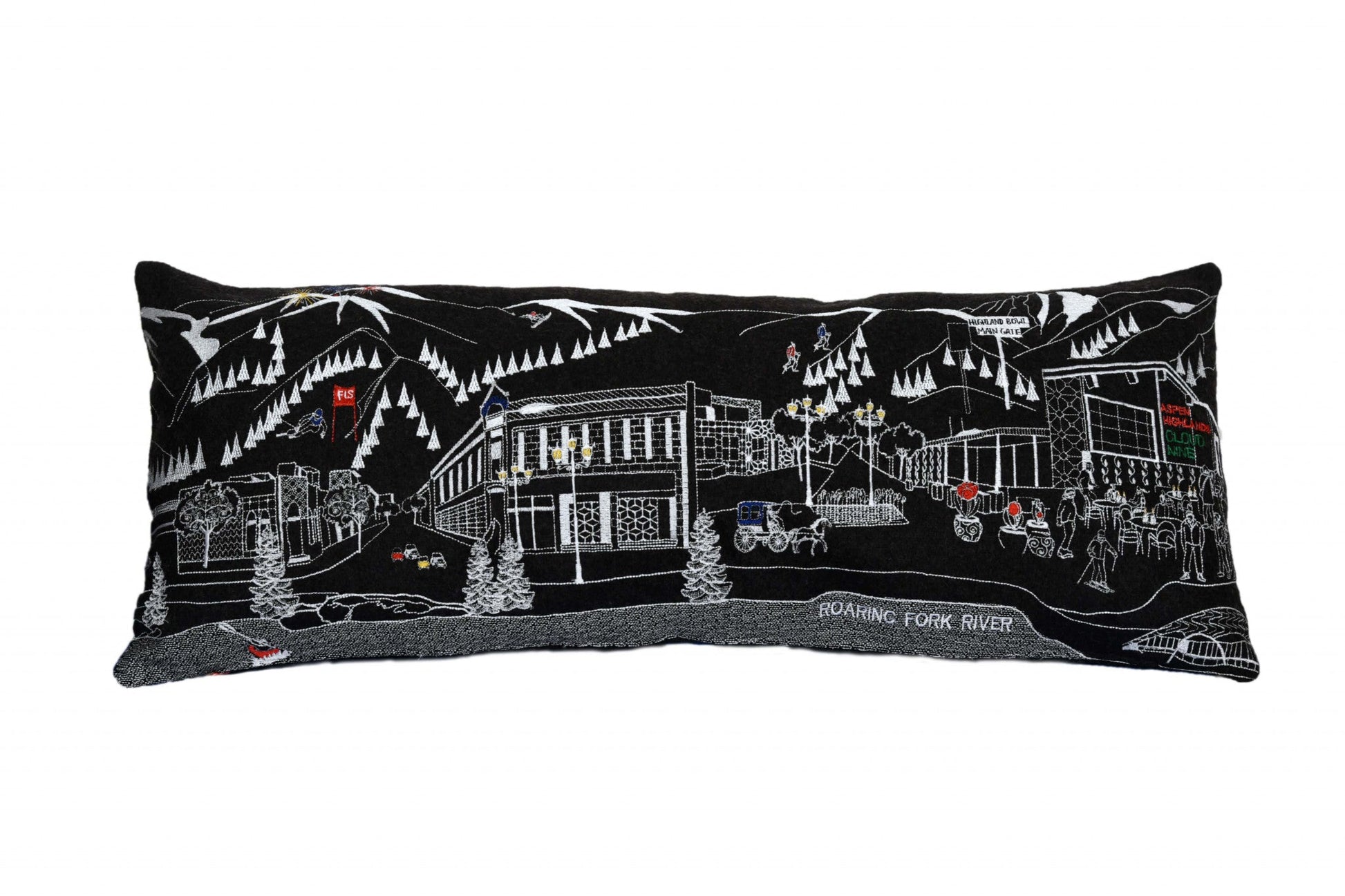 35" Black Aspen Nighttime Skyline Lumbar Decorative Pillow FurniFindUSA