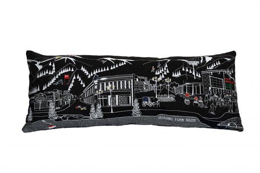 35" Black Aspen Nighttime Skyline Lumbar Decorative Pillow FurniFindUSA