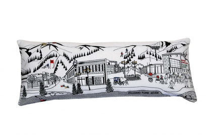 14" X 35" Dark Gray And White Aspen Nighttime Skyline Lumbar Wool Throw Pillow HomeRoots