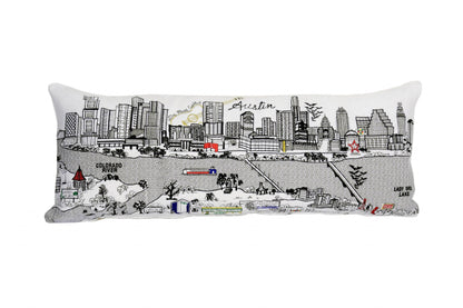 35" White Austin Daylight Skyline Lumbar Decorative Pillow FurniFindUSA