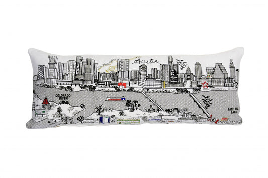 35" White Austin Daylight Skyline Lumbar Decorative Pillow FurniFindUSA