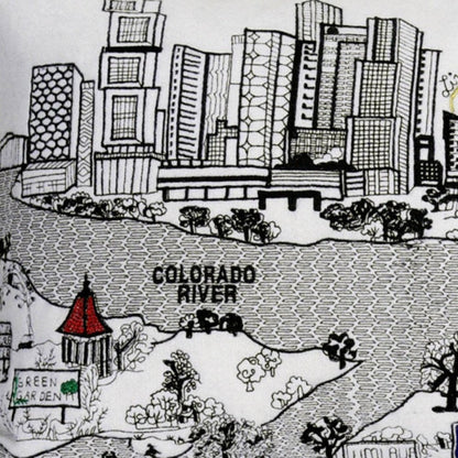 14" X 35" Dark Gray And White Austin Nighttime Skyline Lumbar Decorative Pillow HomeRoots