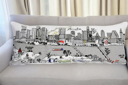 35" White Austin Daylight Skyline Lumbar Decorative Pillow FurniFindUSA