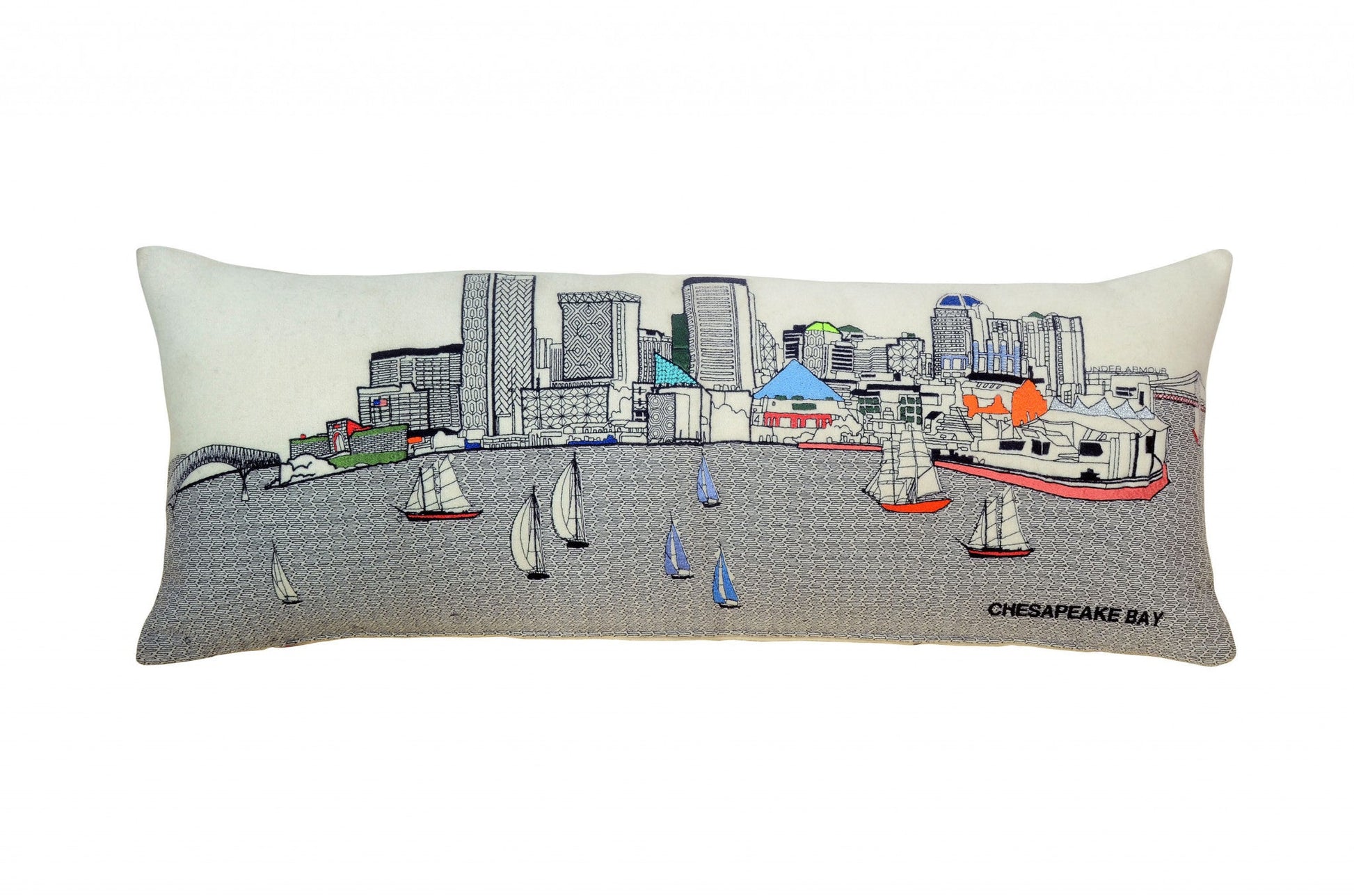 35" White Baltimore Daylight Skyline Lumbar Decorative Pillow FurniFindUSA