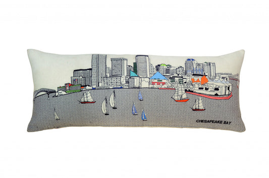 35" White Baltimore Daylight Skyline Lumbar Decorative Pillow FurniFindUSA