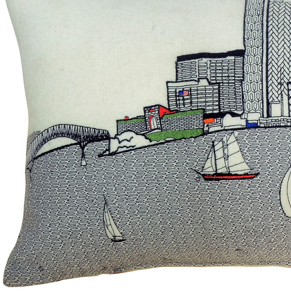 35" White Baltimore Daylight Skyline Lumbar Decorative Pillow FurniFindUSA
