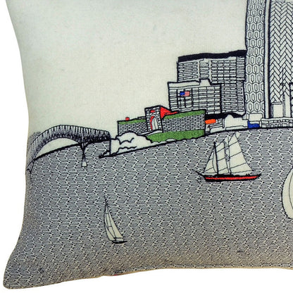 35" White Baltimore Daylight Skyline Lumbar Decorative Pillow FurniFindUSA