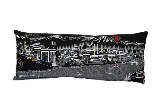 35" Black Bend Nighttime Skyline Lumbar Decorative Pillow FurniFindUSA