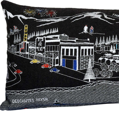35" Black Bend Nighttime Skyline Lumbar Decorative Pillow FurniFindUSA