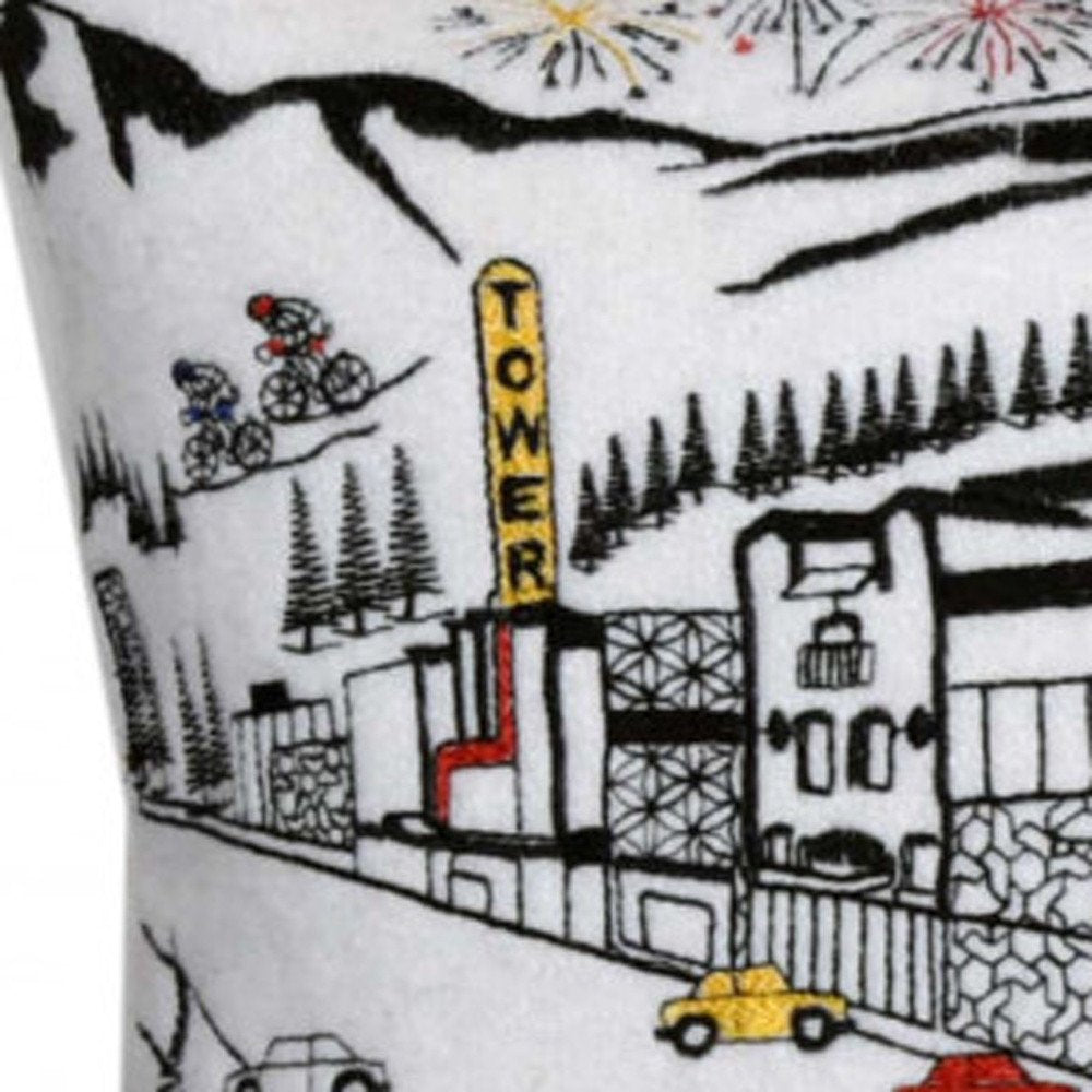 14" X 35" Dark Gray And White Nighttime Skyline Lumbar Decorative Pillow — view 8