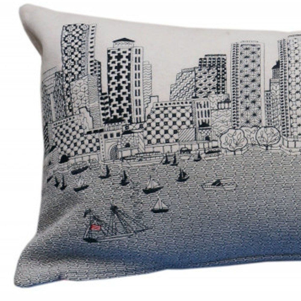 35" White Boston Daylight Skyline Lumbar Decorative Pillow FurniFindUSA