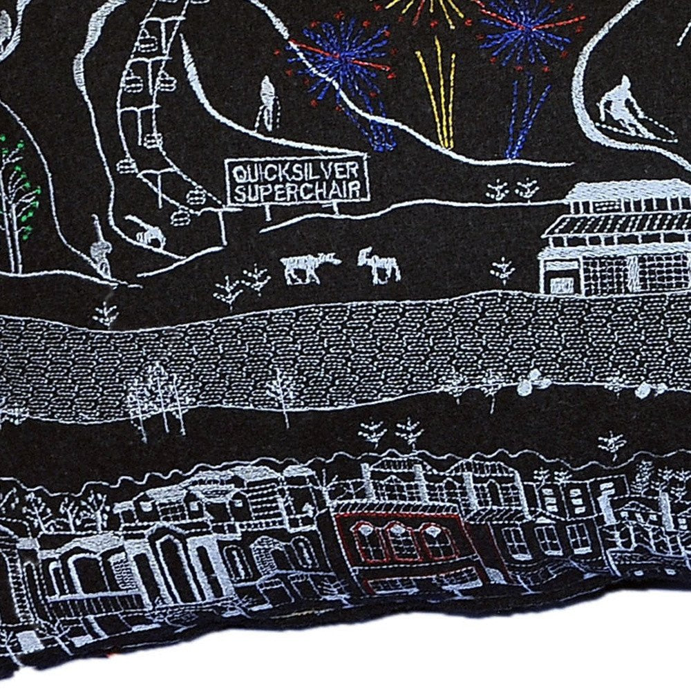 14" X 35" Dark Gray And White Breckenridge Nighttime Skyline Lumbar Decorative Pillow — view 3