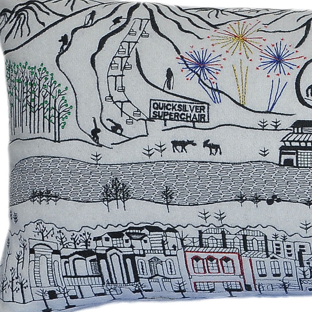 35" White Breckenridge Daylight Skyline Lumbar Decorative Pillow FurniFindUSA