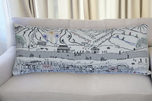 35" White Breckenridge Daylight Skyline Lumbar Decorative Pillow FurniFindUSA