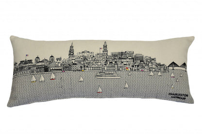 35" White Charleston Daylight Skyline Lumbar Decorative Pillow FurniFindUSA