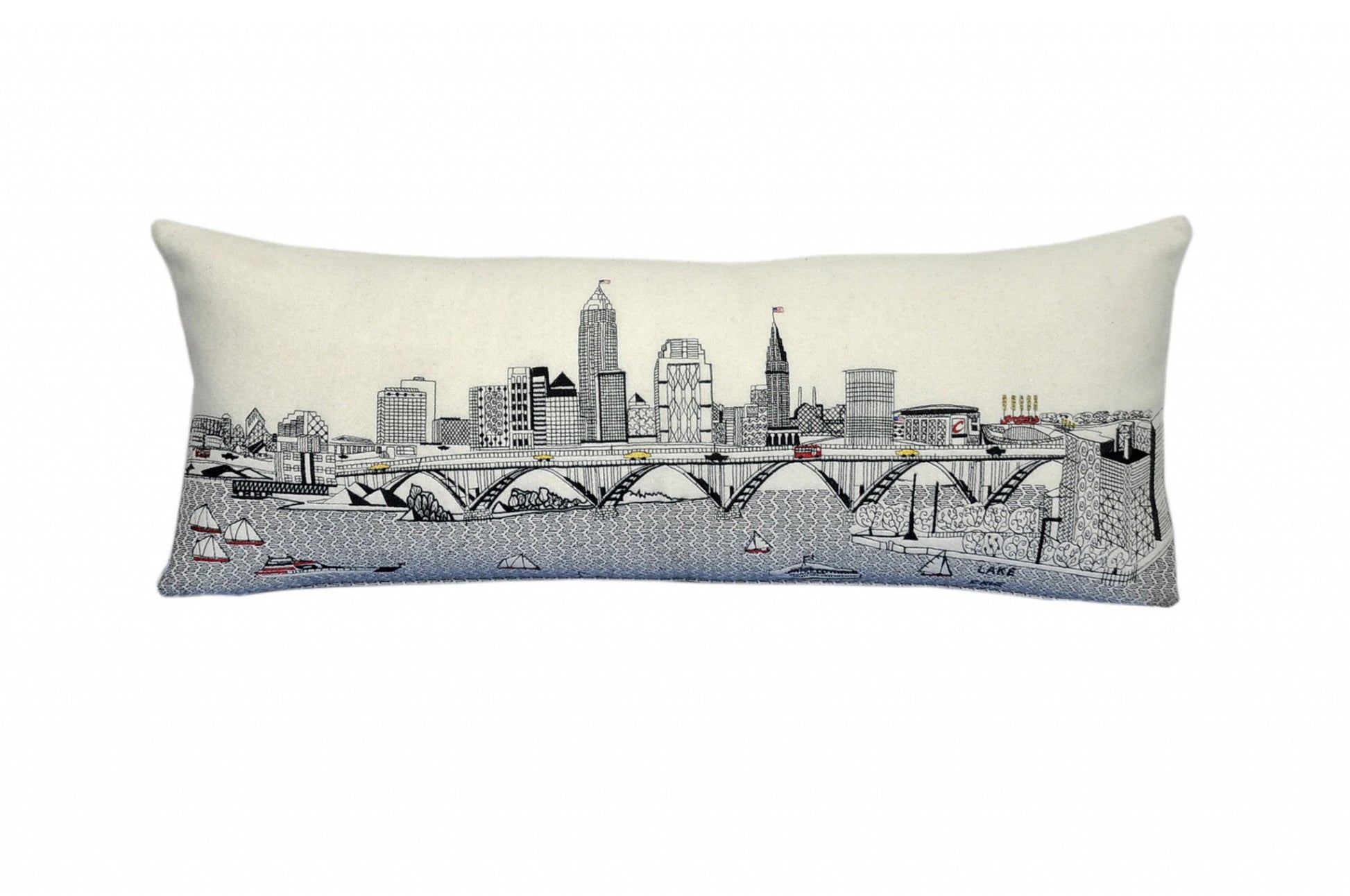 35" White Cleveland Daylight Skyline Lumbar Decorative Pillow FurniFindUSA