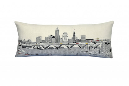 35" White Cleveland Daylight Skyline Lumbar Decorative Pillow FurniFindUSA