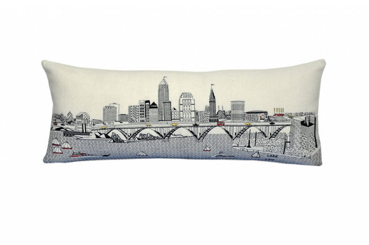 35" White Cleveland Daylight Skyline Lumbar Decorative Pillow FurniFindUSA