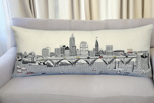35" White Cleveland Daylight Skyline Lumbar Decorative Pillow FurniFindUSA