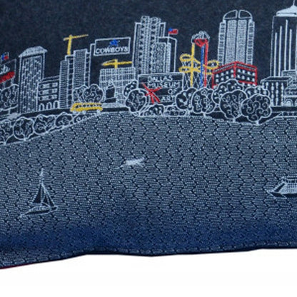 14" X 35" Dark Gray And White Dallas Nighttime Skyline Lumbar Decorative Pillow HomeRoots