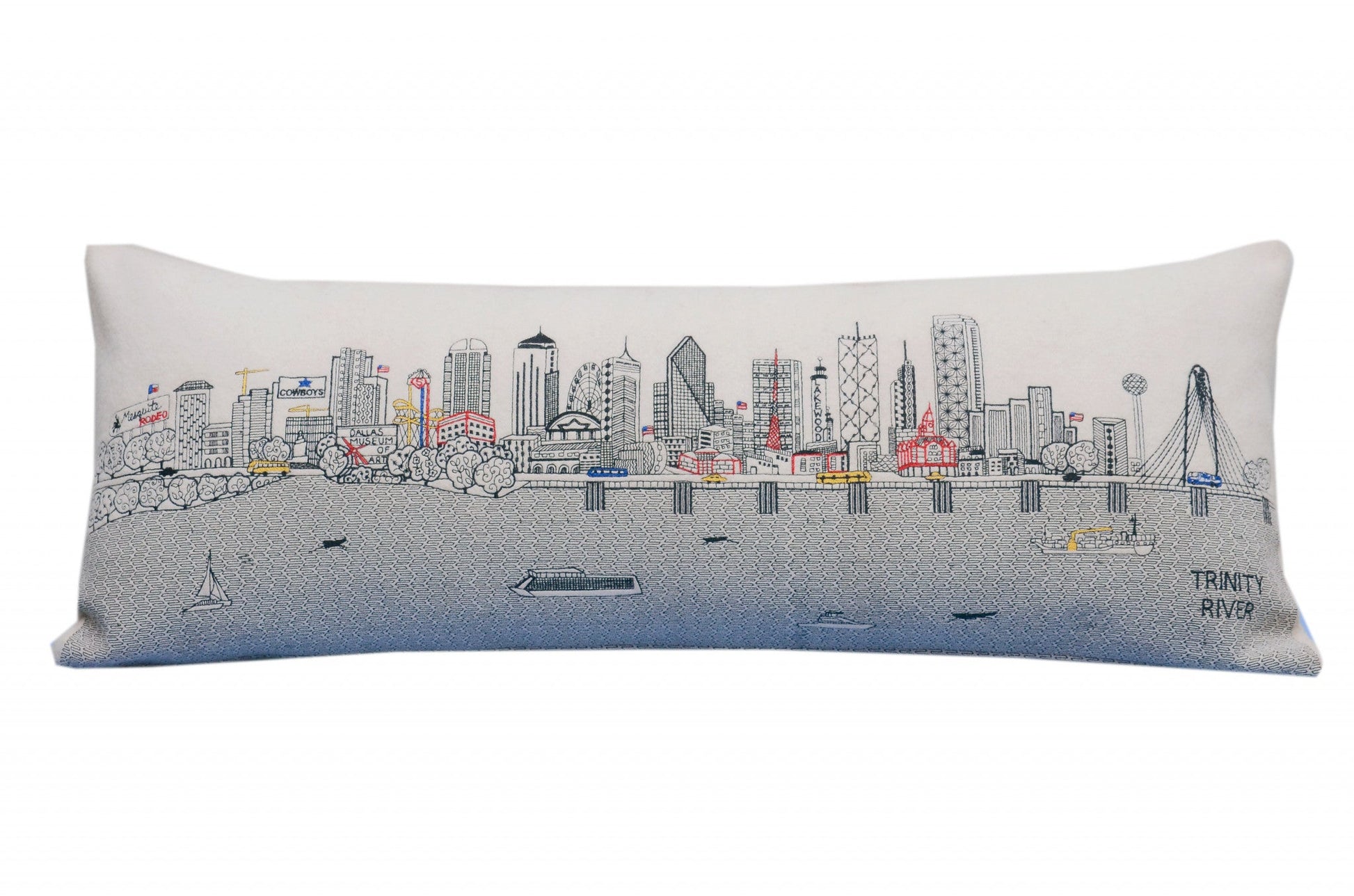 35" White Dallas Daylight Skyline Lumbar Decorative Pillow FurniFindUSA