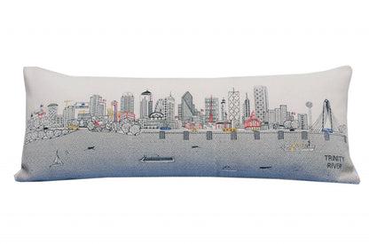 35" White Dallas Daylight Skyline Lumbar Decorative Pillow FurniFindUSA
