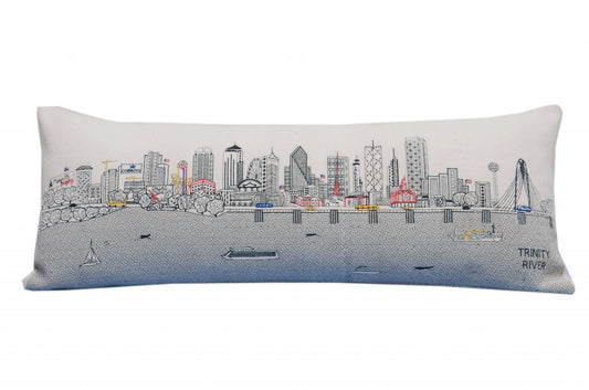 35" White Dallas Daylight Skyline Lumbar Decorative Pillow FurniFindUSA