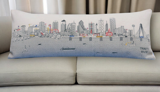 35" White Dallas Daylight Skyline Lumbar Decorative Pillow FurniFindUSA