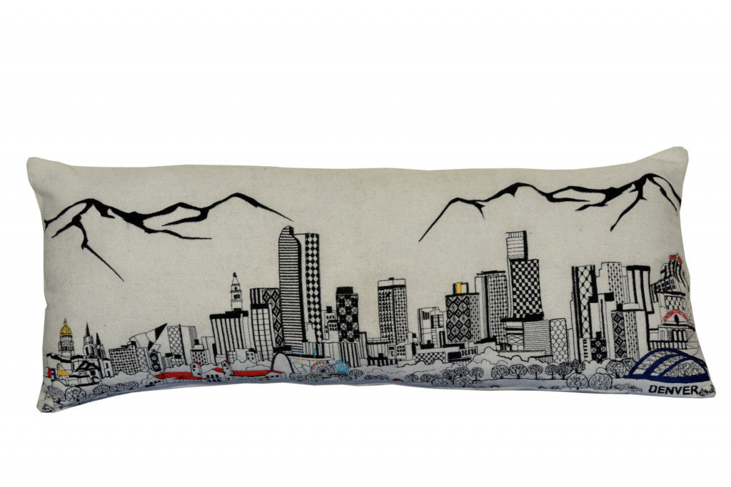 35" White Denver Daylight Skyline Lumbar Decorative Pillow FurniFindUSA