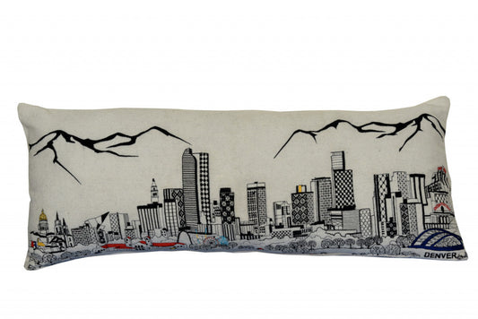 35" White Denver Daylight Skyline Lumbar Decorative Pillow FurniFindUSA