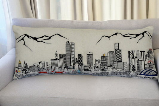 35" White Denver Daylight Skyline Lumbar Decorative Pillow FurniFindUSA
