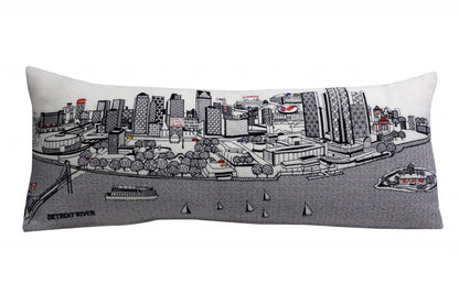 35" White Detroit Daylight Skyline Lumbar Decorative Pillow FurniFindUSA