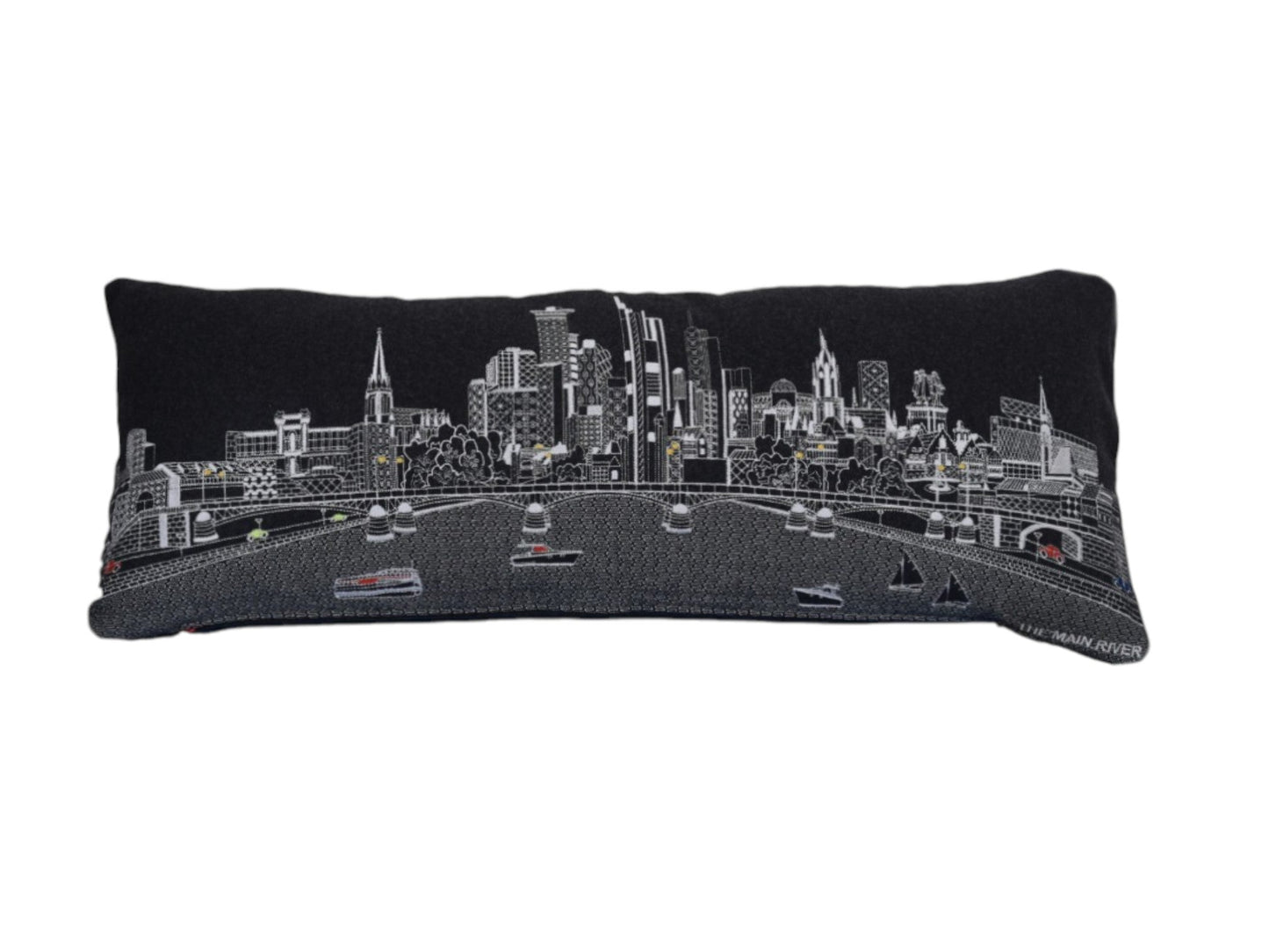 35" Black Frankfurt Nighttime Skyline Lumbar Decorative Pillow FurniFindUSA