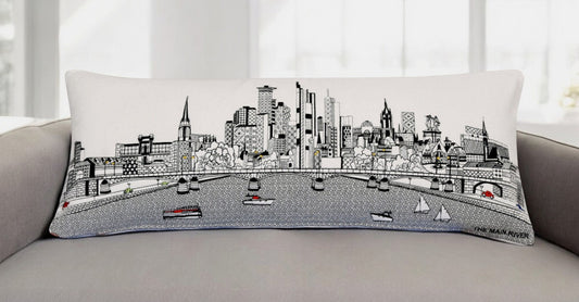 35" White Frankfurt Daylight Skyline Lumbar Decorative Pillow FurniFindUSA