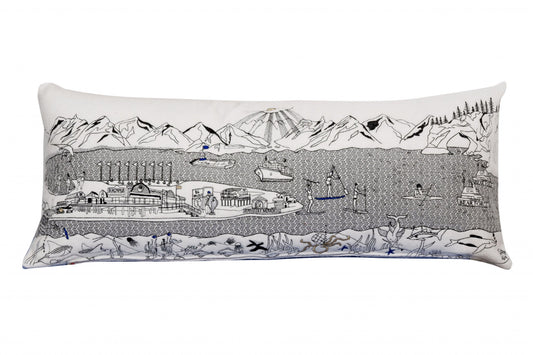 35" White Homer Spit Daylight Skyline Lumbar Decorative Pillow FurniFindUSA