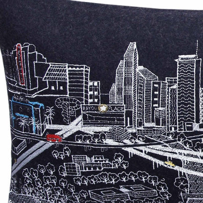 14" X 35" Dark Gray And White Houston Nighttime Skyline Lumbar Decorative Pillow HomeRoots