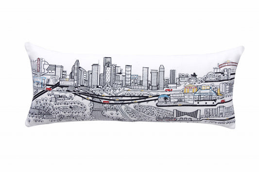 35" White Houston Daylight Skyline Lumbar Decorative Pillow FurniFindUSA