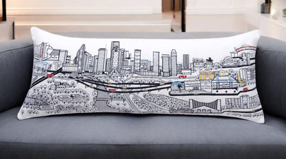 35" White Houston Daylight Skyline Lumbar Decorative Pillow FurniFindUSA