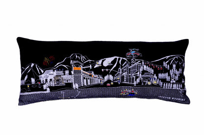 35" Black Jackson Nighttime Skyline Lumbar Decorative Pillow FurniFindUSA