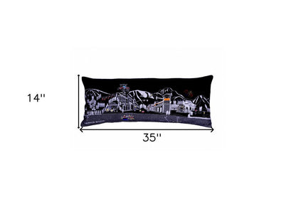 Dark Gray And White Jackson Nighttime Skyline Lumbar Decorative Pillow HomeRoots