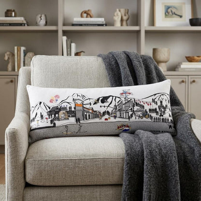 Dark Gray And White Jackson Nighttime Skyline Lumbar Decorative Pillow HomeRoots